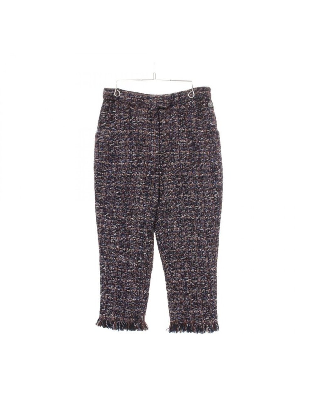 Chanel Pants Tweed Cropped Brown Wool